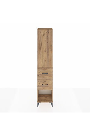 Arges Dolap 2 Raflı 2 Çekmeceli Tek Askılı 44x30x221 Çam-Çam