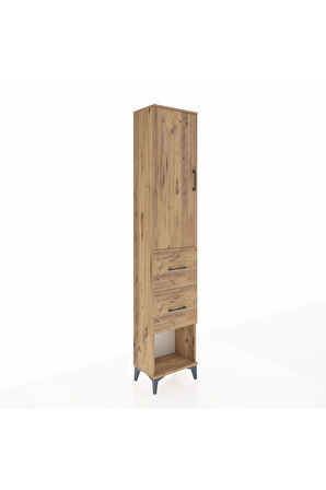 Arges Dolap 2 Raflı 2 Çekmeceli Tek Askılı 44x30x221 Çam-Çam