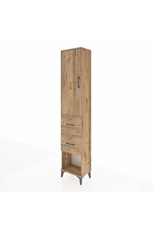 Arges Dolap 2 Raflı 2 Çekmeceli Tek Askılı 44x30x221 Çam-Çam