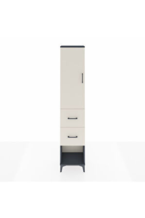 Arges Dolap 3 Raflı 2 Çekmeceli Tek Kapaklı 44x30x221 Antrasit-Aytaşı