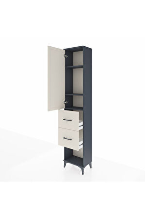 Arges Dolap 3 Raflı 2 Çekmeceli Tek Kapaklı 44x30x221 Antrasit-Aytaşı