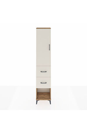Arges Dolap 3 Raflı 2 Çekmeceli Tek Kapaklı 44x30x221 Çam-Aytaşı