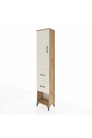 Arges Dolap 3 Raflı 2 Çekmeceli Tek Kapaklı 44x30x221 Çam-Aytaşı