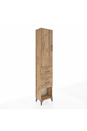 Arges Dolap 3 Raflı 2 Çekmeceli Tek Kapaklı 44x30x221 Çam-Çam