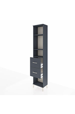 Arges Dolap 3 Raflı 2 Çekmeceli 44x30x221 Antrasit-Antrasit