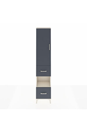 Arges Dolap 3 Raflı 2 Çekmeceli Tek Askılı 44x30x221 Aytaşı-Antrasit