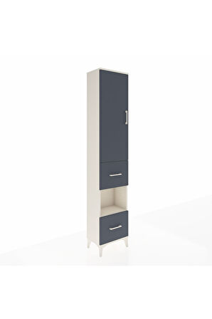 Arges Dolap 3 Raflı 2 Çekmeceli Tek Askılı 44x30x221 Aytaşı-Antrasit