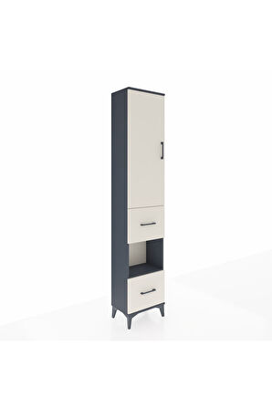 Arges Dolap 3 Raflı 2 Çekmeceli Tek Askılı 44x30x221 Antrasit-Aytaşı