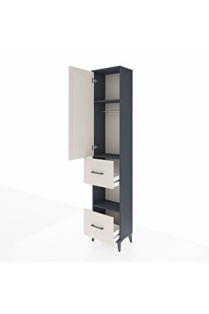 Arges Dolap 3 Raflı 2 Çekmeceli Tek Askılı 44x30x221 Antrasit-Aytaşı