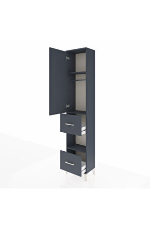Arges Dolap 3 Raflı 2 Çekmeceli Tek Askılı 44x30x221 Antrasit-Antrasit