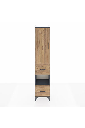 Arges Dolap 3 Raflı 2 Çekmeceli Tek Askılı 44x30x221 Antrasit-Çam