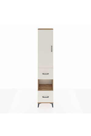 Arges Dolap 3 Raflı 2 Çekmeceli Tek Askılı 44x30x221 Çam-Aytaşı