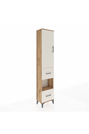 Arges Dolap 3 Raflı 2 Çekmeceli Tek Askılı 44x30x221 Çam-Aytaşı
