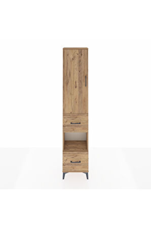 Arges Dolap 3 Raflı 2 Çekmeceli Tek Askılı 44x30x221 Çam-Çam