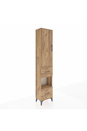 Arges Dolap 3 Raflı 2 Çekmeceli Tek Askılı 44x30x221 Çam-Çam