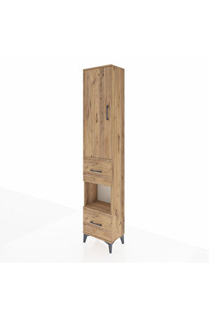 Arges Dolap 3 Raflı 2 Çekmeceli Tek Askılı 44x30x221 Çam-Çam