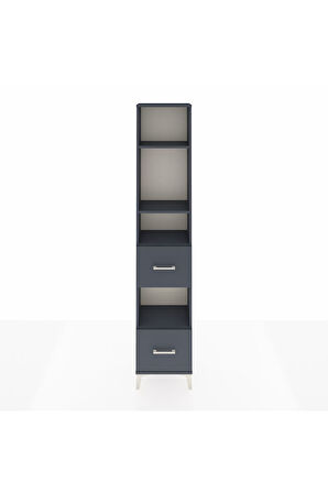 Arges Dolap 4 Raflı 2 Çekmeceli 44x30x221 Antrasit-Antrasit