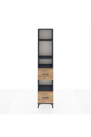 Arges Dolap 4 Raflı 2 Çekmeceli 44x30x221 Antrasit-Çam