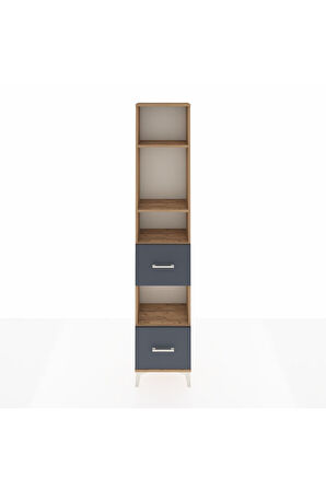 Arges Dolap 4 Raflı 2 Çekmeceli 44x30x221 Çam-Antrasit