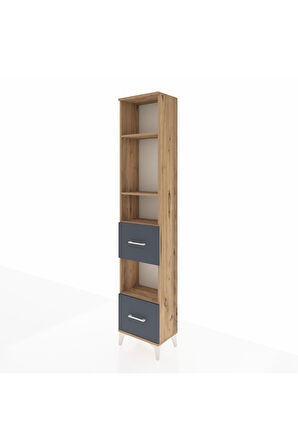 Arges Dolap 4 Raflı 2 Çekmeceli 44x30x221 Çam-Antrasit