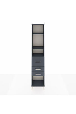 Arges Dolap 3 Raflı 3 Çekmeceli 44x30x221 Antrasit-Antrasit