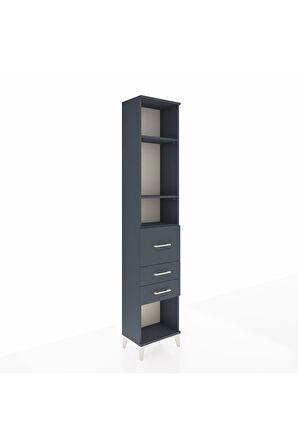 Arges Dolap 3 Raflı 3 Çekmeceli 44x30x221 Antrasit-Antrasit