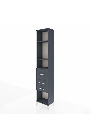 Arges Dolap 3 Raflı 3 Çekmeceli 44x30x221 Antrasit-Antrasit