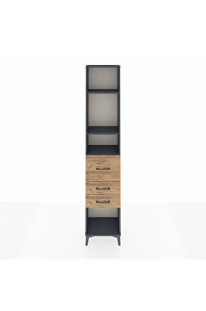 Arges Dolap 3 Raflı 3 Çekmeceli 44x30x221 Antrasit-Çam