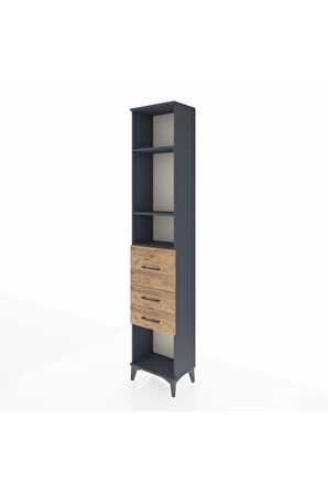 Arges Dolap 3 Raflı 3 Çekmeceli 44x30x221 Antrasit-Çam
