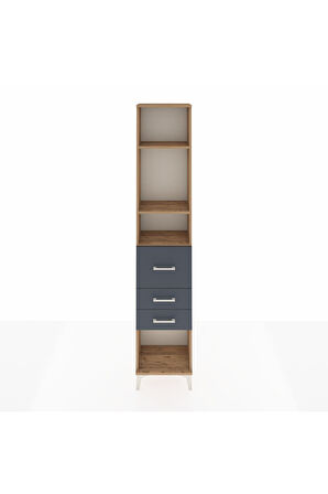 Arges Dolap 3 Raflı 3 Çekmeceli 44x30x221 Çam-Antrasit