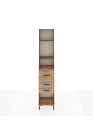 Arges Dolap 3 Raflı 3 Çekmeceli 44x30x221 Çam-Çam