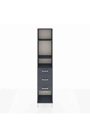 Arges Dolap 3 Raflı 3 Çekmeceli 44x30x221 Antrasit-Antrasit