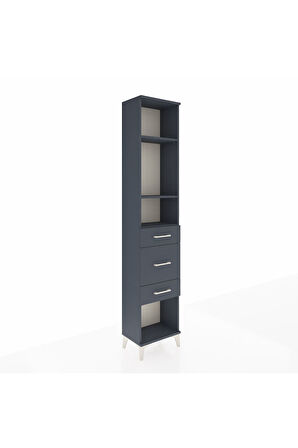 Arges Dolap 3 Raflı 3 Çekmeceli 44x30x221 Antrasit-Antrasit