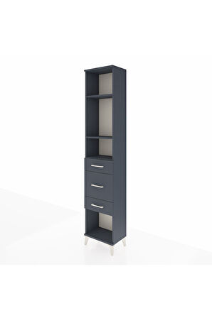 Arges Dolap 3 Raflı 3 Çekmeceli 44x30x221 Antrasit-Antrasit