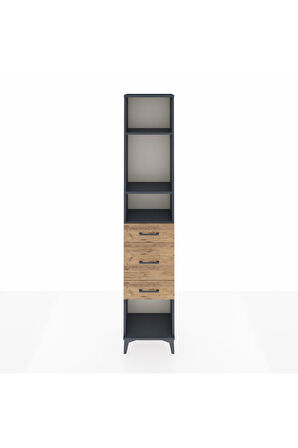 Arges Dolap 3 Raflı 3 Çekmeceli 44x30x221 Antrasit-Çam