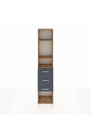 Arges Dolap 3 Raflı 3 Çekmeceli 44x30x221 Çam-Antrasit
