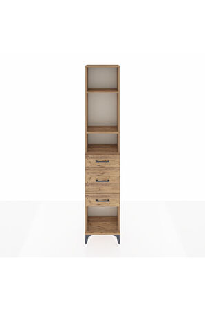 Arges Dolap 3 Raflı 3 Çekmeceli 44x30x221 Çam-Çam