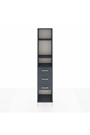 Arges Dolap 3 Raflı 3 Çekmeceli 44x30x221 Antrasit-Antrasit