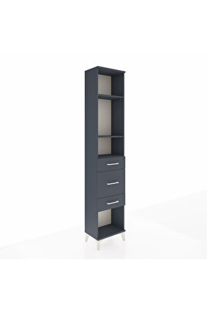 Arges Dolap 3 Raflı 3 Çekmeceli 44x30x221 Antrasit-Antrasit