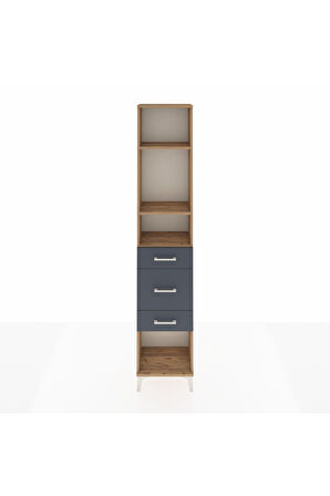Arges Dolap 3 Raflı 3 Çekmeceli 44x30x221 Çam-Antrasit