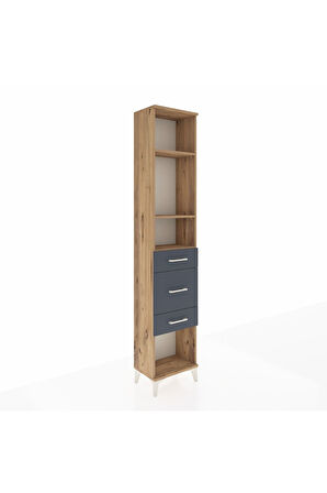Arges Dolap 3 Raflı 3 Çekmeceli 44x30x221 Çam-Antrasit
