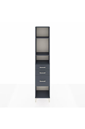 Arges Dolap 3 Raflı 3 Çekmeceli 44x30x221 Antrasit-Antrasit