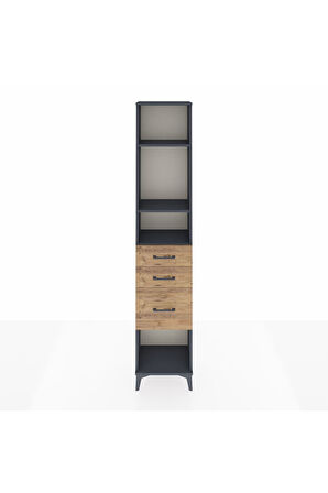 Arges Dolap 3 Raflı 3 Çekmeceli 44x30x221 Antrasit-Çam