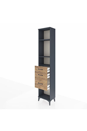 Arges Dolap 3 Raflı 3 Çekmeceli 44x30x221 Antrasit-Çam