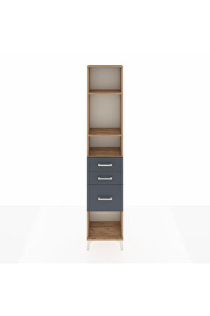 Arges Dolap 3 Raflı 3 Çekmeceli 44x30x221 Çam-Antrasit