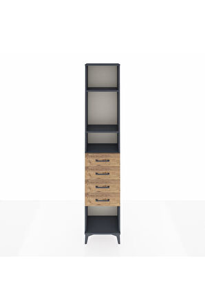 Arges Dolap 3 Raflı 4 Çekmeceli 44x30x221 Antrasit-Çam
