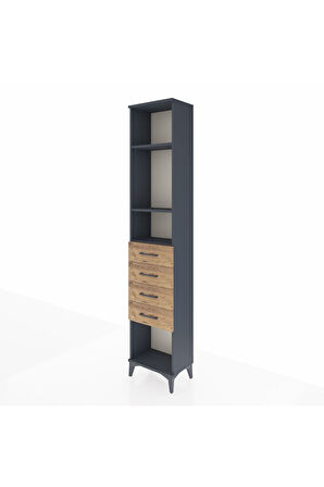 Arges Dolap 3 Raflı 4 Çekmeceli 44x30x221 Antrasit-Çam