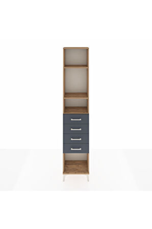 Arges Dolap 3 Raflı 4 Çekmeceli 44x30x221 Çam-Antrasit