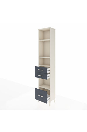 Arges Dolap 4 Raflı 3 Çekmeceli 44x30x221 Aytaşı-Antrasit
