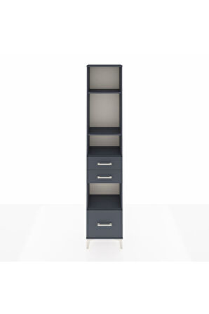 Arges Dolap 4 Raflı 3 Çekmeceli 44x30x221 Antrasit-Antrasit